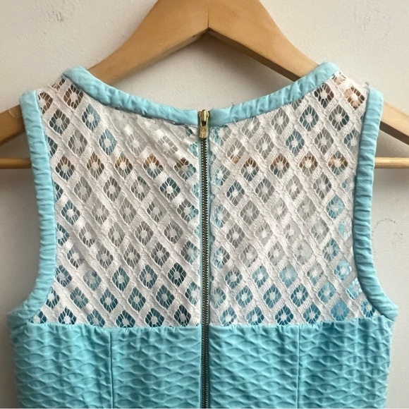 Lily PULITZER Shift Dress Women’s size XS Blue with Lace Trim Wedding Guest - Picture 8 of 12